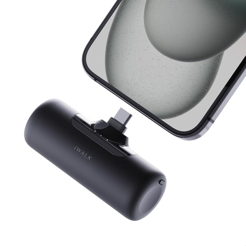 iWALK 極小モバイルバッテリー 4500mAh USB-C一体型 急速充電 コードレス PSE認証済 (ブラック)