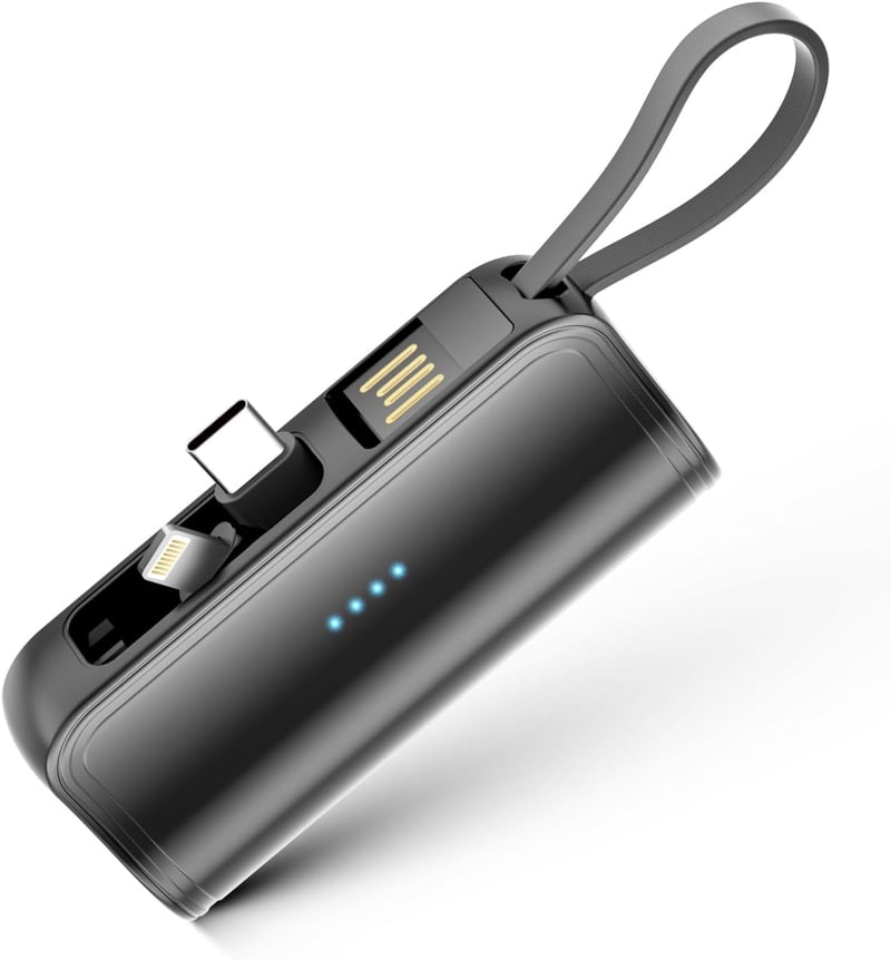 モバイルバッテリー 5000mAh 超軽量・携帯型 スタンド付き ブラック