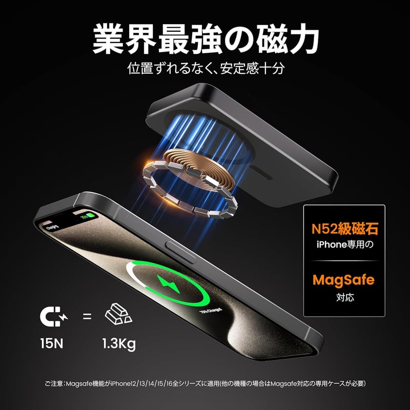 業界初のチタン製モバイルバッテリー 10000mAh マグセーフ対応 20W急速充電 軽量 コンパクト PSE認証済み