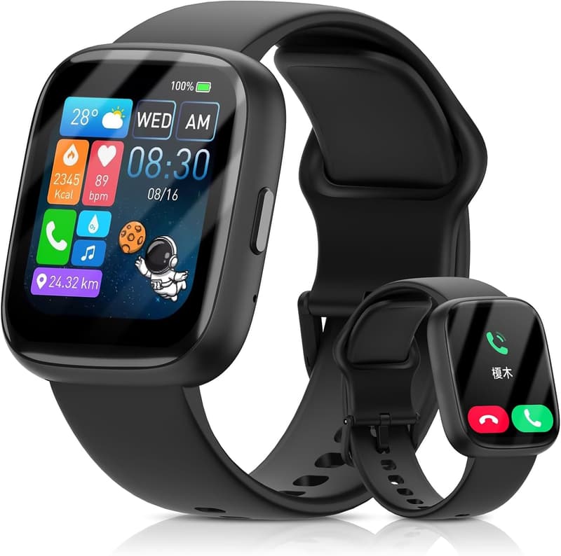 通話機能付きスマートウォッチ（iPhone・Android対応）Bluetooth 5.3・1.83インチ大画面・IP68防水・運動モード100種・健康管理