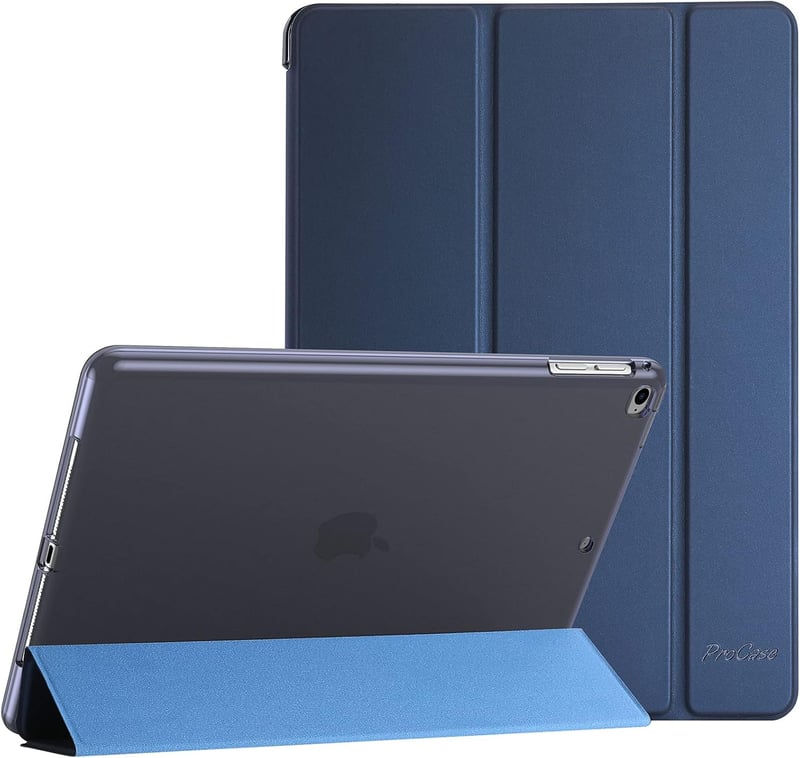 iPad 9.7 (第6/5世代)・Air 2用 スマートケース TPU製 三つ折りスタンド - ネイビー