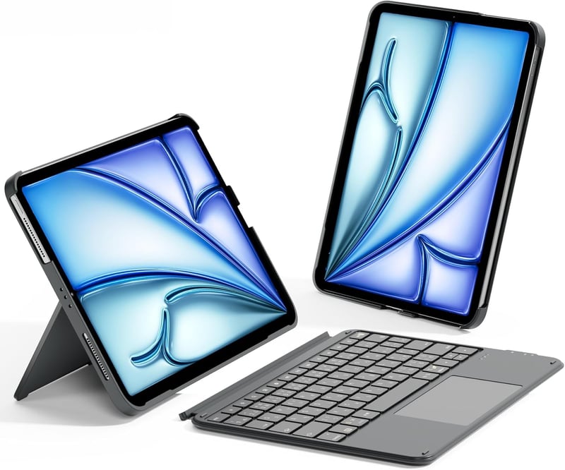 iPad第11/10世代用 軽量JIS日本語配列キーボードケース グレー 超高精度タッチパッド搭載