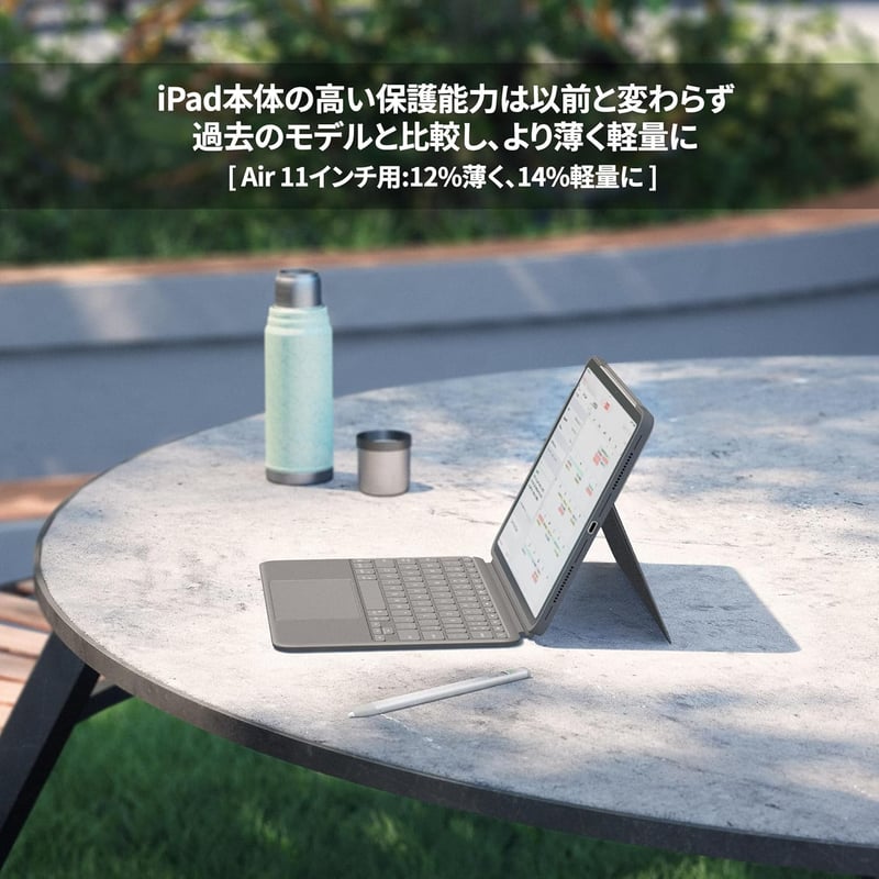 iPad Air 11インチ用 軽量キーボード付きケース 日本語配列 オックスフォードグレー