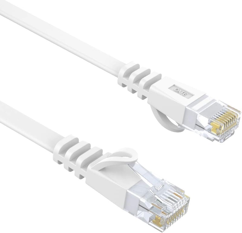 10M フラットタイプ LANケーブル Cat6 ホワイト RJ45 イーサネットケーブル