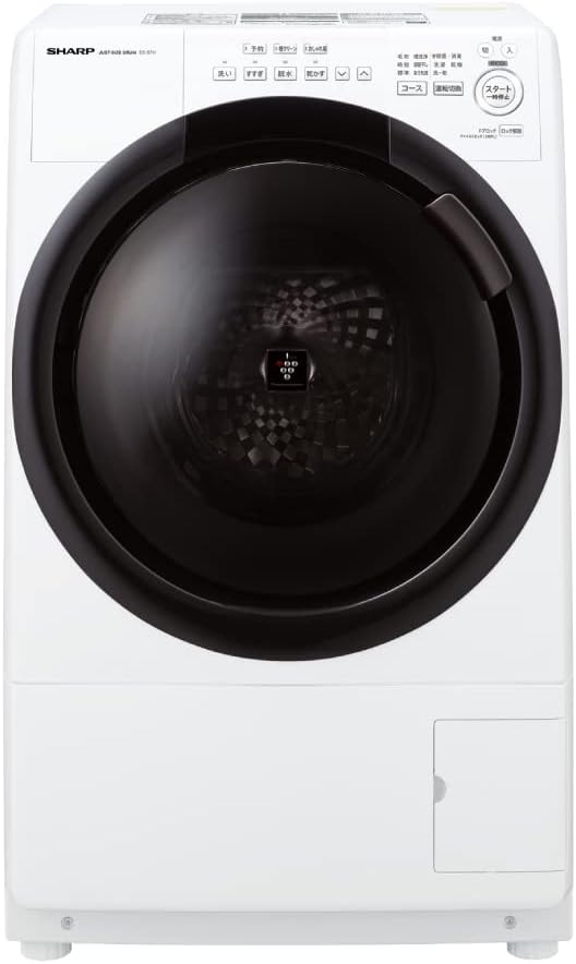 シャープ 7kg洗濯・3.5kg乾燥 ドラム式洗濯機 エコセンサー 自動お掃除 左開き クリスタルホワイト