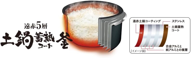 IH炊飯器 3合 小容量 遠赤5層土鍋釜 スチールブラック JPF-G055KL