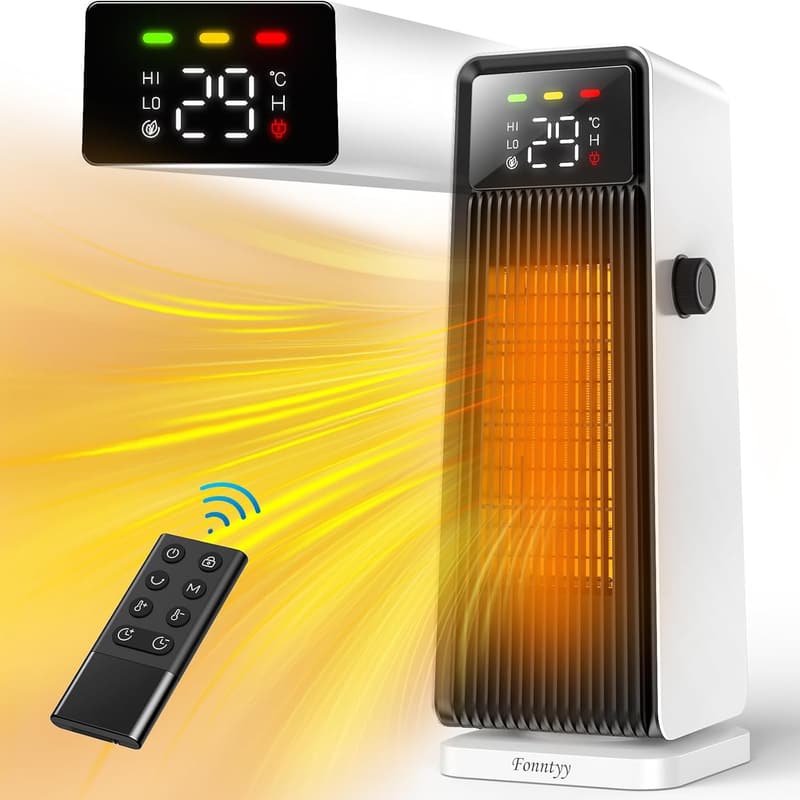 人感センサー付き小型セラミックヒーター 1200W ECO知能恒温 リモコン操作 静音 省エネ
