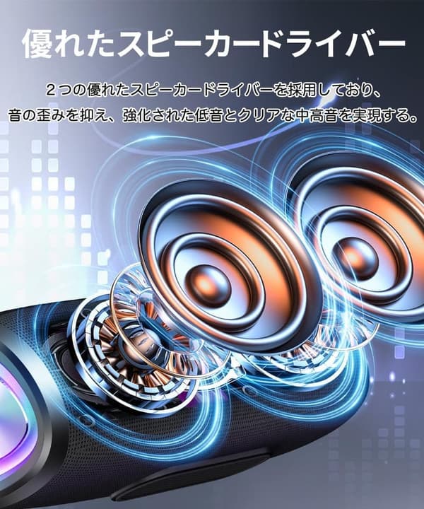 ワイヤレスBluetoothスピーカー【2025改良型】IPX7防水・24時間連続再生・TWS機能・ハンズフリー通話対応
