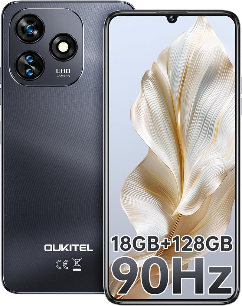 OUKITEL C51 18GB RAM/128GB ROM 6.8インチスマホ（SIMフリー、5150mAhバッテリー、90Hz、ブラック）