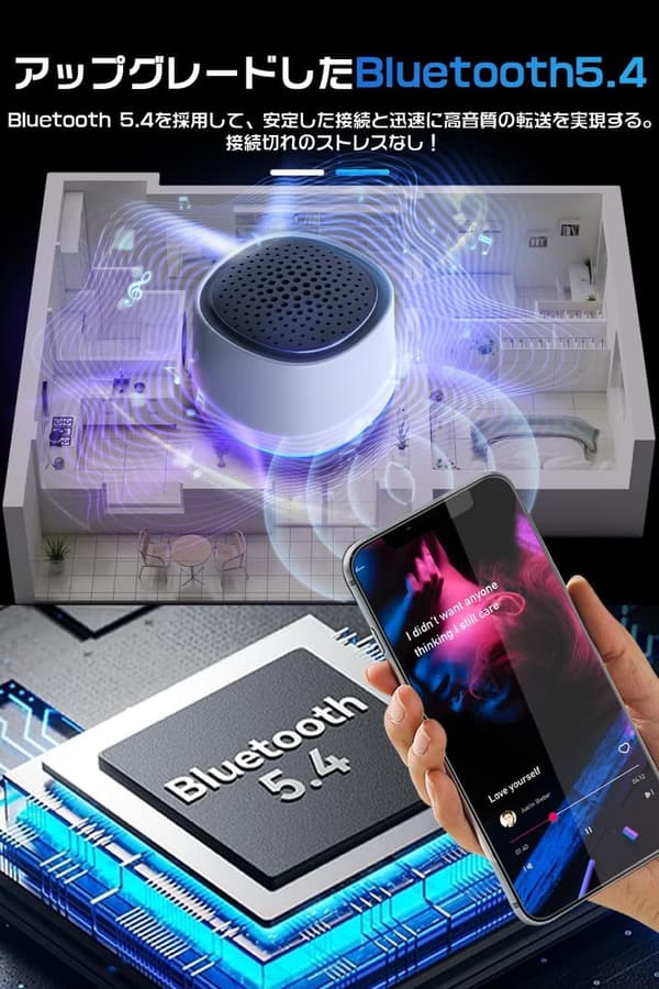 防水Bluetoothスピーカー 小型・ポータブル 20時間連続再生 IPX6対応