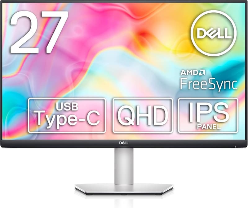 27インチ QHDモニター Dell S2722DC（IPS・USB Type-C・スピーカー付・高さ調整可能）
