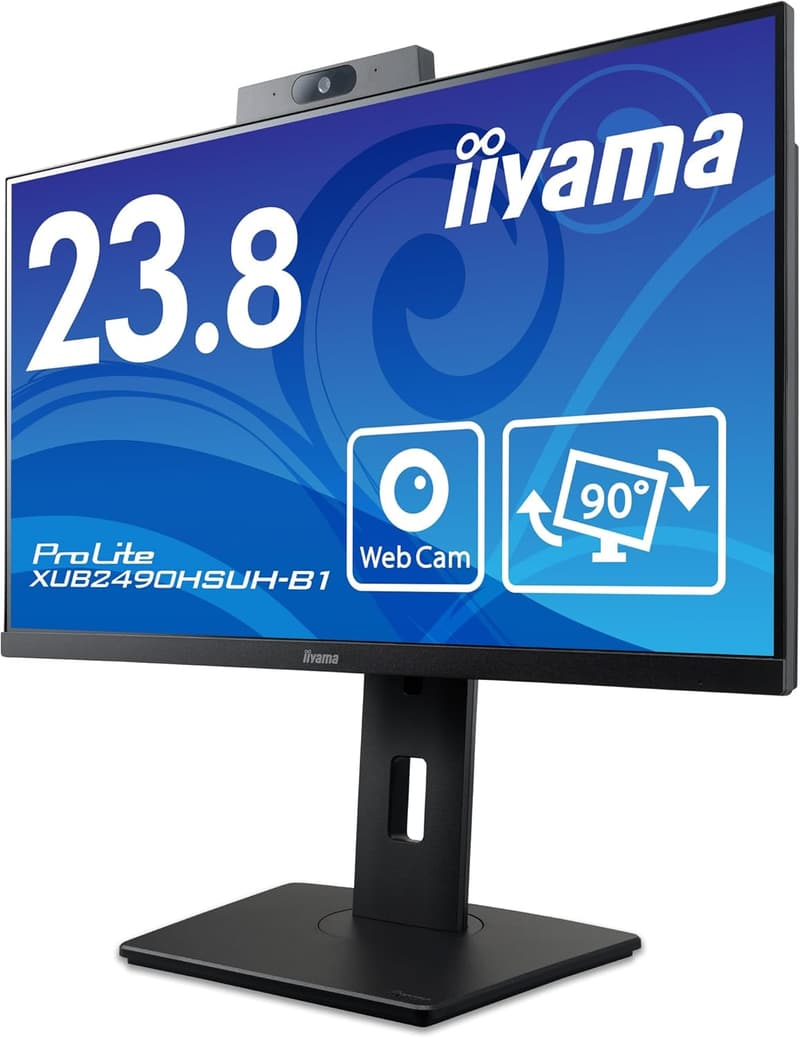 iiyama 23.8インチ フルHD IPSモニター Windows Hello対応カメラ付 高さ・角度調整可能 HDMI/DisplayPort/USBハブ付 3年保証