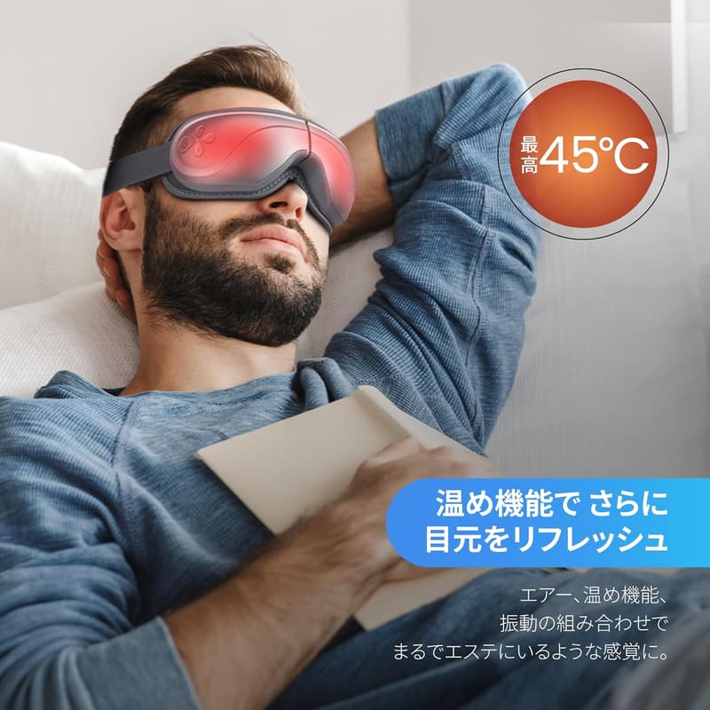 アイウォーマー RENPHO 目元エステ 【第三世代】 3Dエアバッグ技術搭載 USB充電 Bluetooth音楽対応 目の疲れを和らげる 旅行や職場に最適