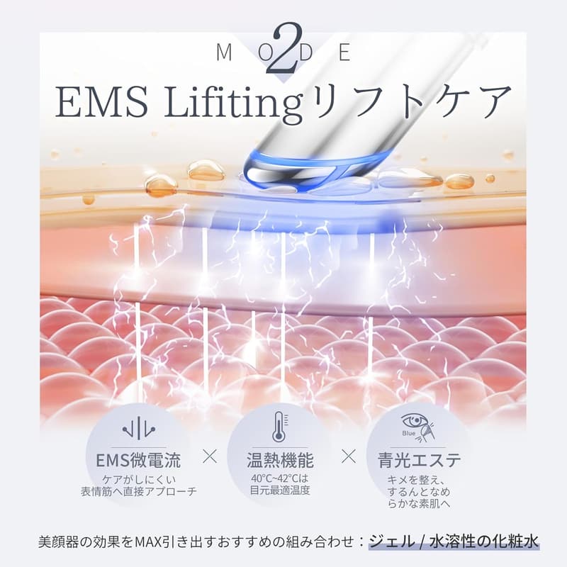 目元ケア EMS美顔器 温熱リフト 多機能充電式 おうちエステ 男女兼用