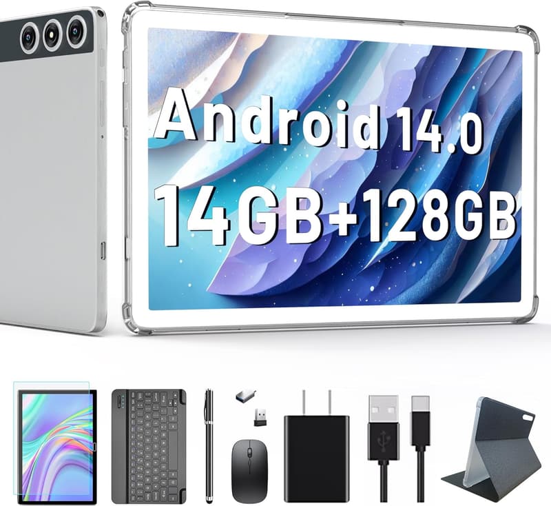 新登場 Android 14タブレット 10インチ 14GB+128GB Wi-Fiモデル 4G LTE対応 子供向け 高性能 8コアCPU 1080P IPS画面