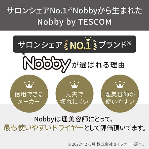 プロフェッショナル用軽量ヘアドライヤー Nobby by TESCOM ホワイトアッシュ NIB400A