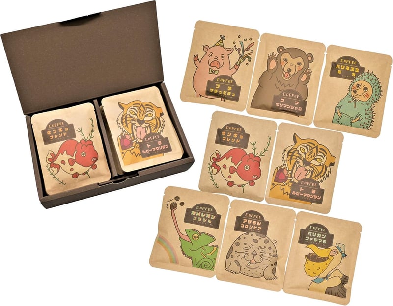 動物デザイン ドリップコーヒーギフト 16袋入り（8種類各2袋）