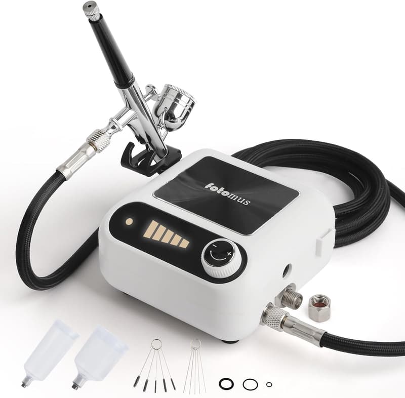 ミニコンプレッサーセット エアブラシ 41PSI 口径0.3mm ハンドピース2本同時接続可