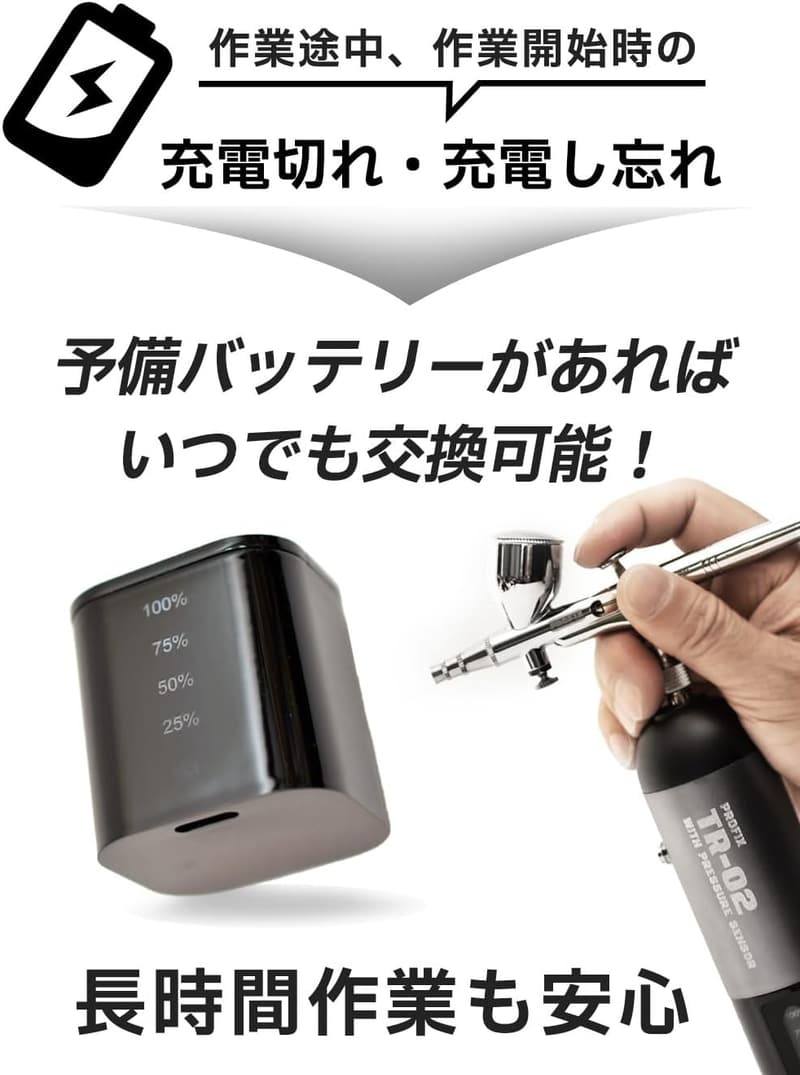 充電式エアブラシコンプレッサーセット（バッテリー単品・RAYWOOD対応）