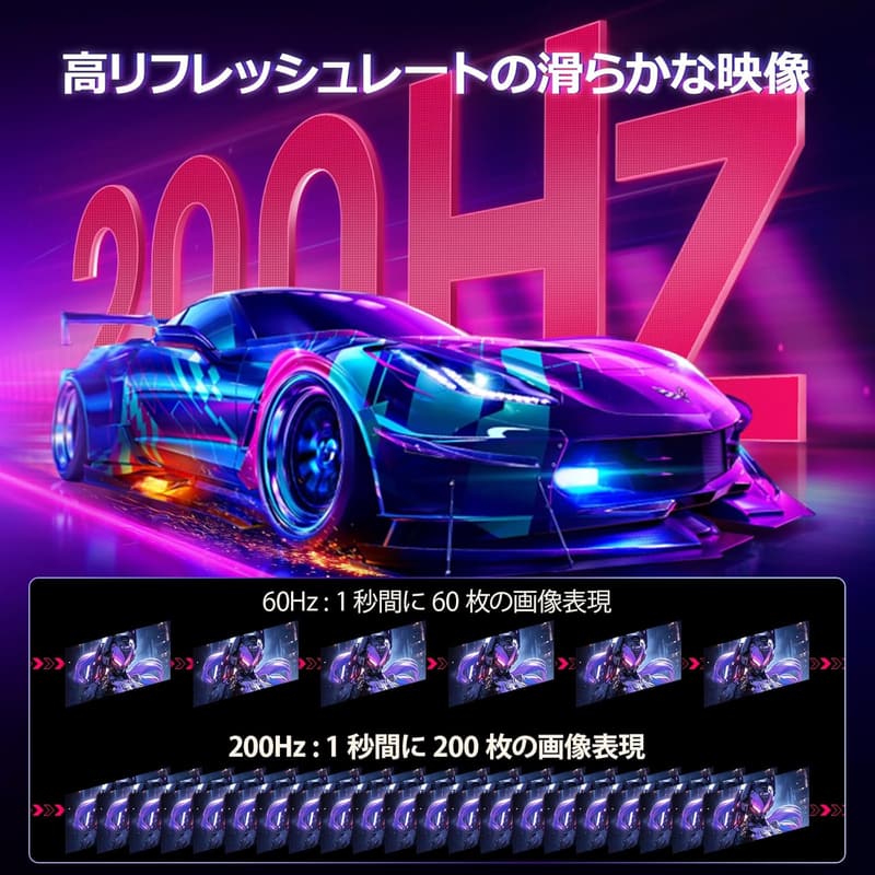 24インチ 200Hz ゲーミングモニター フルHD IPSパネル 1ms HDR400