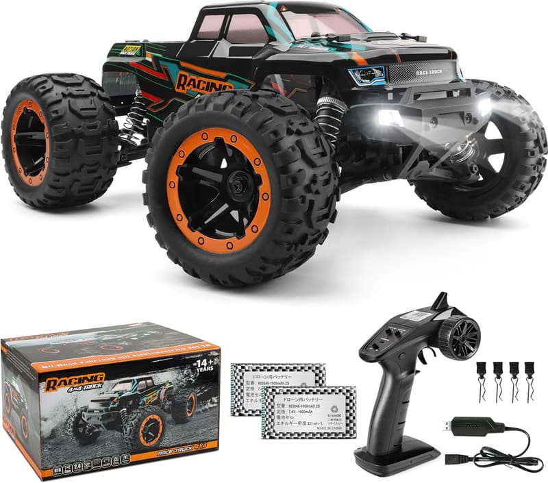 子供向け USB充電式オフロードラジコンカー 4WD 1/16 高速40km/h (青)