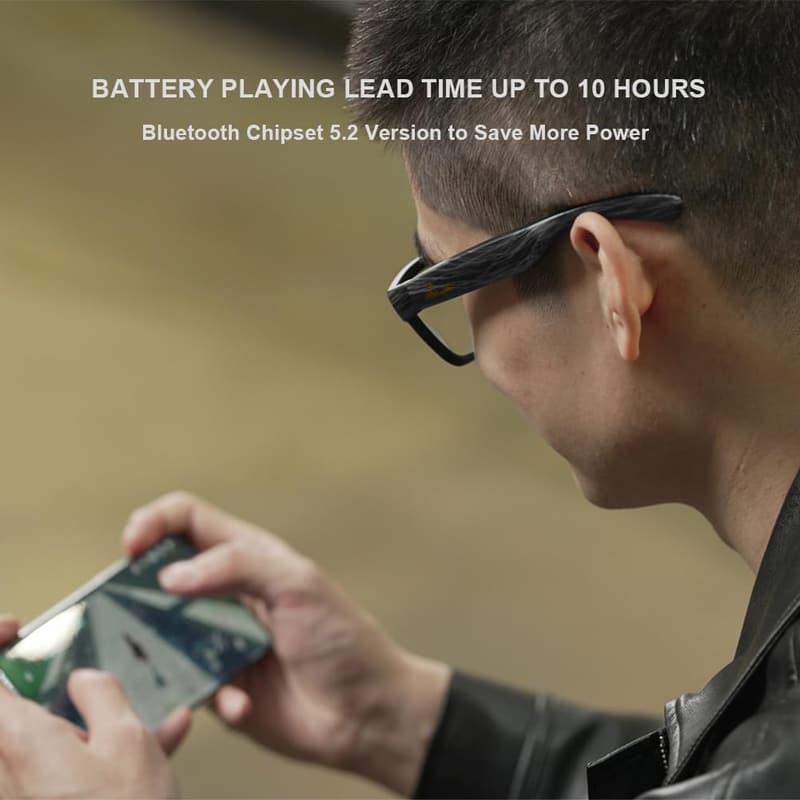 音楽通話対応 Bluetoothスマートメガネ UV400保護 大人用 ブラックフレーム