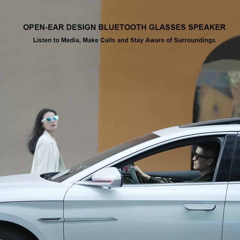 音楽通話対応 Bluetoothスマートメガネ UV400保護 大人用 ブラックフレーム
