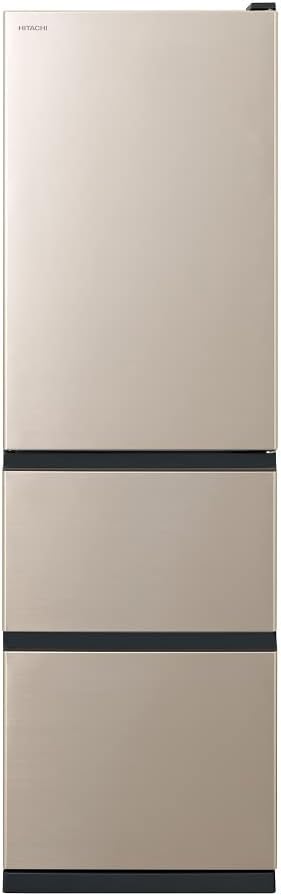 日立 315L 冷蔵庫 3ドア 幅54cm ライトゴールド シンプルデザイン