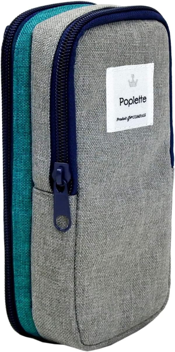 ペンケース Poplette タテヨコ ブルー×グレー｜ニッケン文具