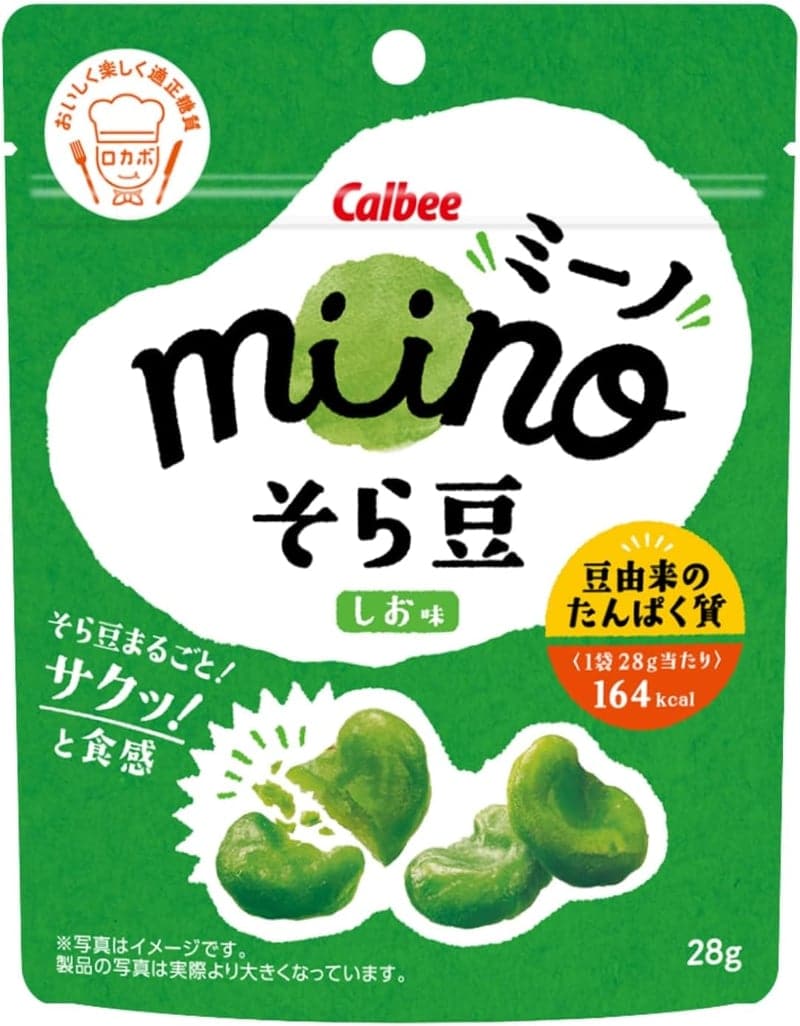 ロカボおつまみ カルビー miiino そら豆しお味 28g (12個セット)