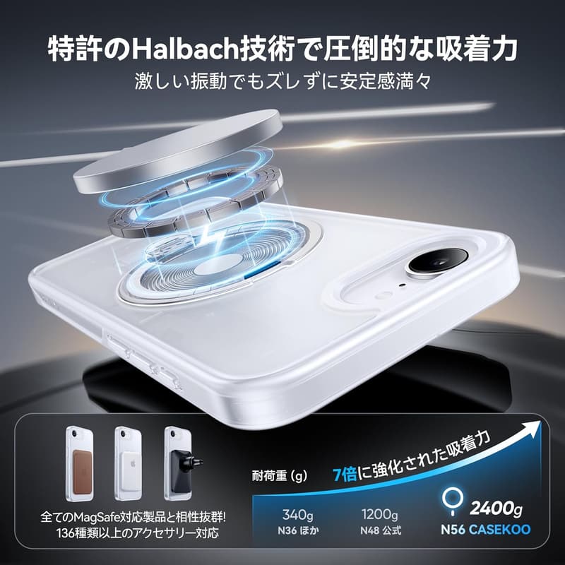 【iPhone 16e 用 マットクリアケース MagicStand Pro - 米軍MIL規格 耐衝撃 MagSafe対応】