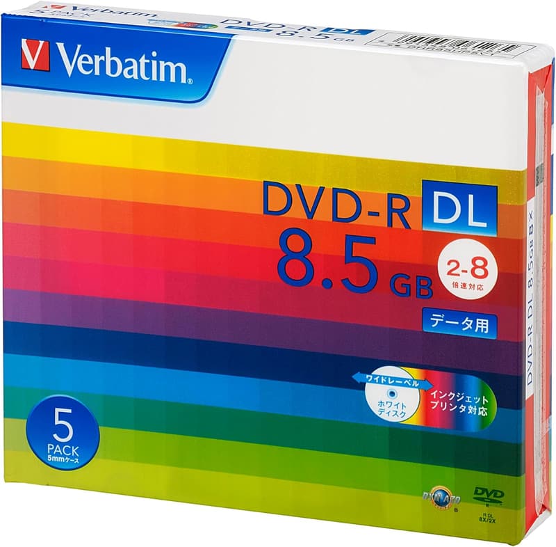 バーベイタム 1回記録用 DVD-R DL 8.5GB ホワイトプリンタブル 5枚パック