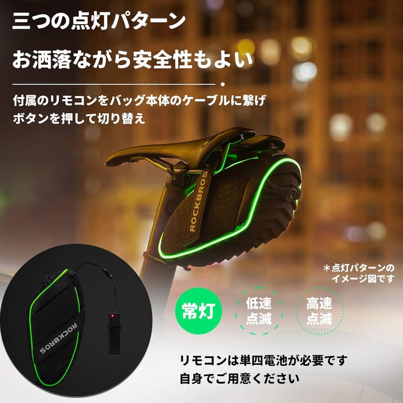 防水3Dシェルサドルバッグ 自転車用 フレームバッグ 1L 大容量 反射付き 取り付け簡単