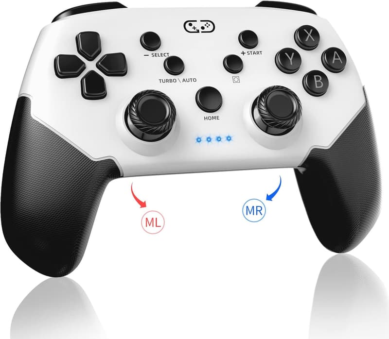 Nintendo Switch用プロコン Bluetooth5.0 無線連射コントローラー 自動連射・マクロ機能搭載 ブラック&ホワイト