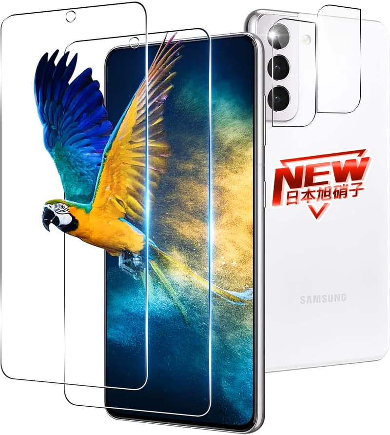Galaxy S21 5G対応 強化ガラスフィルム 2枚セット + レンズ保護フィルム 2枚付き【硬度9H・旭硝子製・全面保護・0.26mm極薄】
