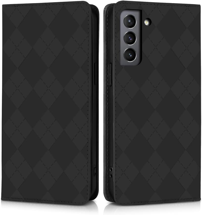 ビジネス用 Galaxy S21 5G 本革手帳型ケース カード収納 スタンド機能付き（ブラック）