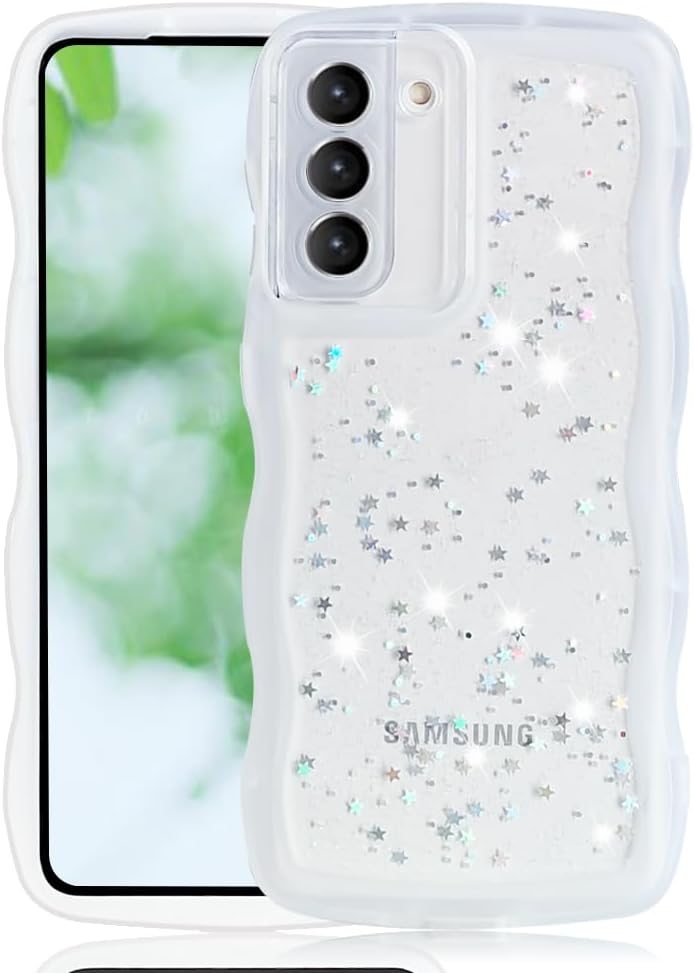 Samsung Galaxy S21 用 クリア キラキラ TPUソフトケース - 薄型・傷防止・指紋防止・ストラップホール付き