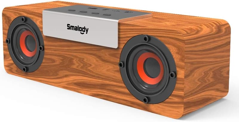 持ち運びに便利な10W木製Bluetoothスピーカー - デュアルドライバー搭載、ハンズフリー対応、TFカード/AUX線接続可