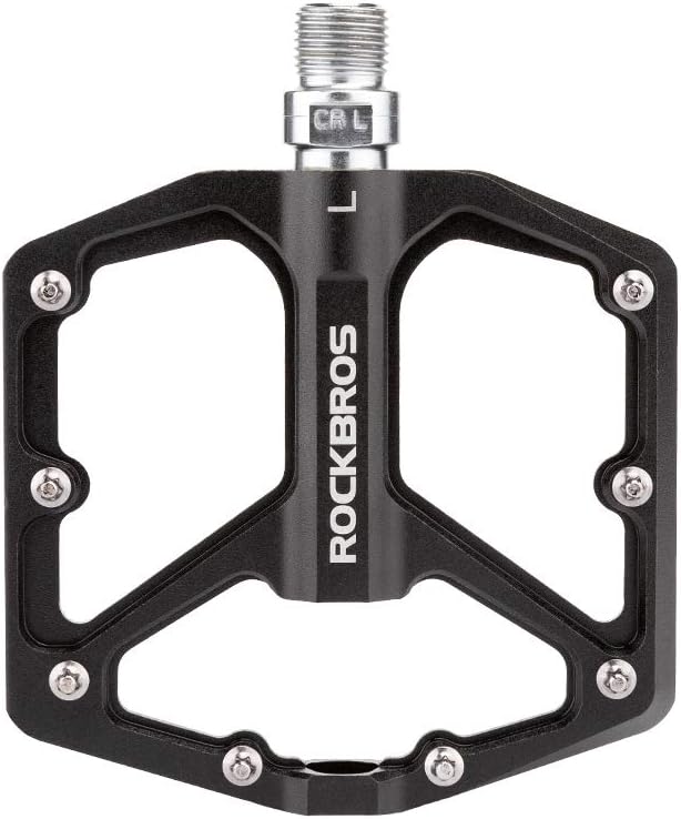 軽量アルミ合金製自転車フラットペダル2個セット - 滑り止めベアリングシール付き MTB・ロードバイク用