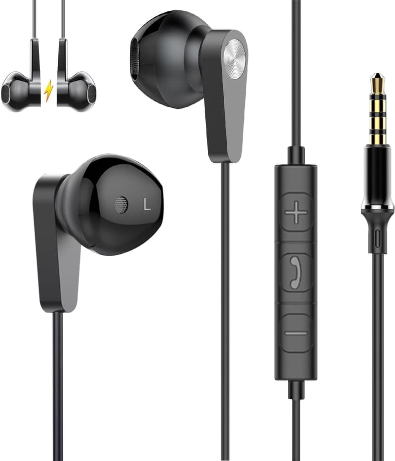 ハイレゾ対応有線イヤフォン HIFI音質 音量調節機能 ノイズキャンセリング マイク付き（ブラック）