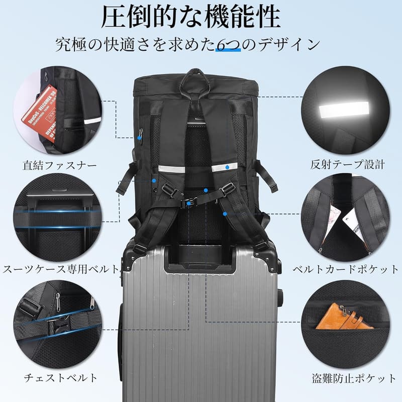 ビジネス用防水リュックサック メンズ 17インチPC対応 USB充電ポート付き 30L