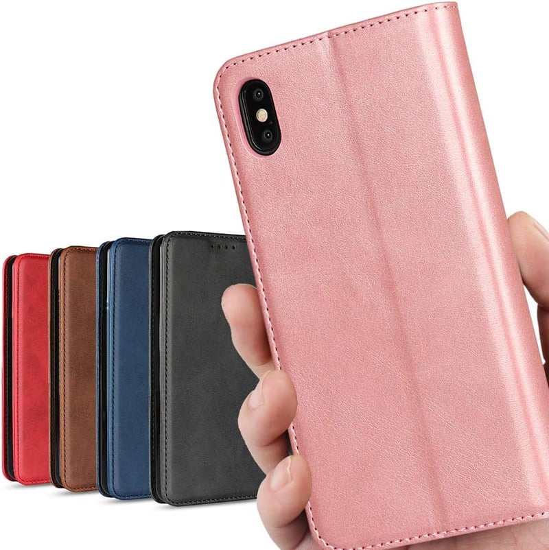 iPhone X/Xs手帳型ケース 内蔵マグネット カードポケット スタンド機能 レトロピンク