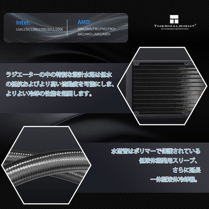 AQUA ELITE 240 ARGB 水冷CPUクーラー - 240サイズ・120mmファン×2・AMD/INTEL対応