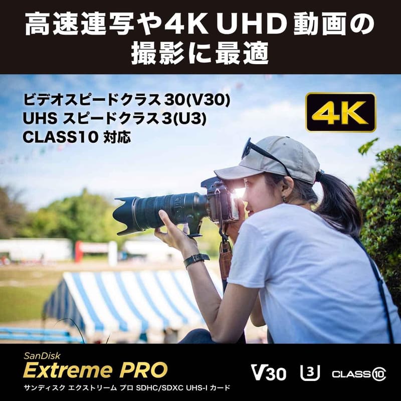 サンディスク 32GB SDHCメモリーカード Class10 V30 UHS-I 極速読取100MB/s