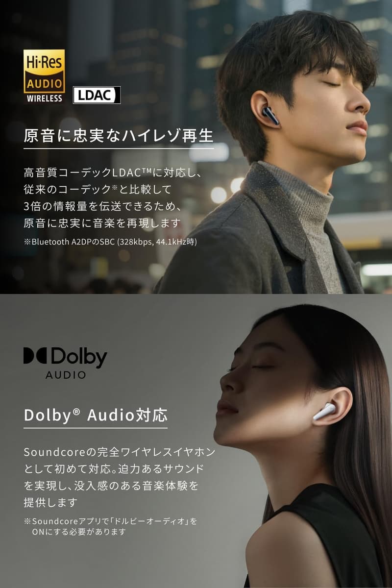 Anker Soundcore Liberty 5 完全ワイヤレスイヤホン（Bluetooth 5.4）ウルトラノイズキャンセリング・最大48時間再生・防水防塵対応（IP55）ミッドナイトブラック