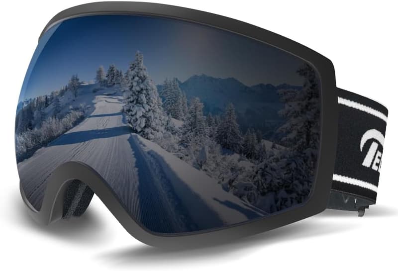 スノーボード用 OTG広視野ゴーグル メンズ/レディース UV400 紫外線防止 イタリア製曇り止めレンズ 軽量 耐衝撃