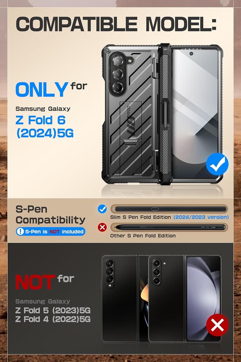 Galaxy Z Fold 6 用全方位保護ケース 米軍MIL規格取得 スタンド機能付き S Pen収納 防塵・耐衝撃 ケース