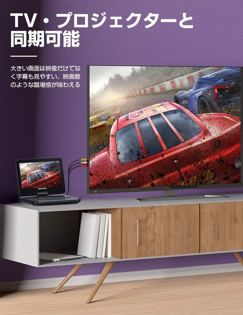車載用ポータブルDVDプレーヤー 12.5型 【長時間再生5時間】 軽量 リモコン付き ブラック