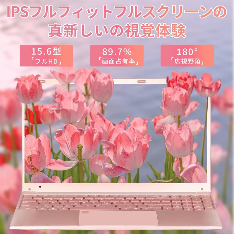 初心者向け15.6型FHD薄型軽量ノートPC（1.5kg, 16GBメモリ, 960GB SSD, Windows11 & Office2019/インテル第11世代Celeron/ローズゴールド）
