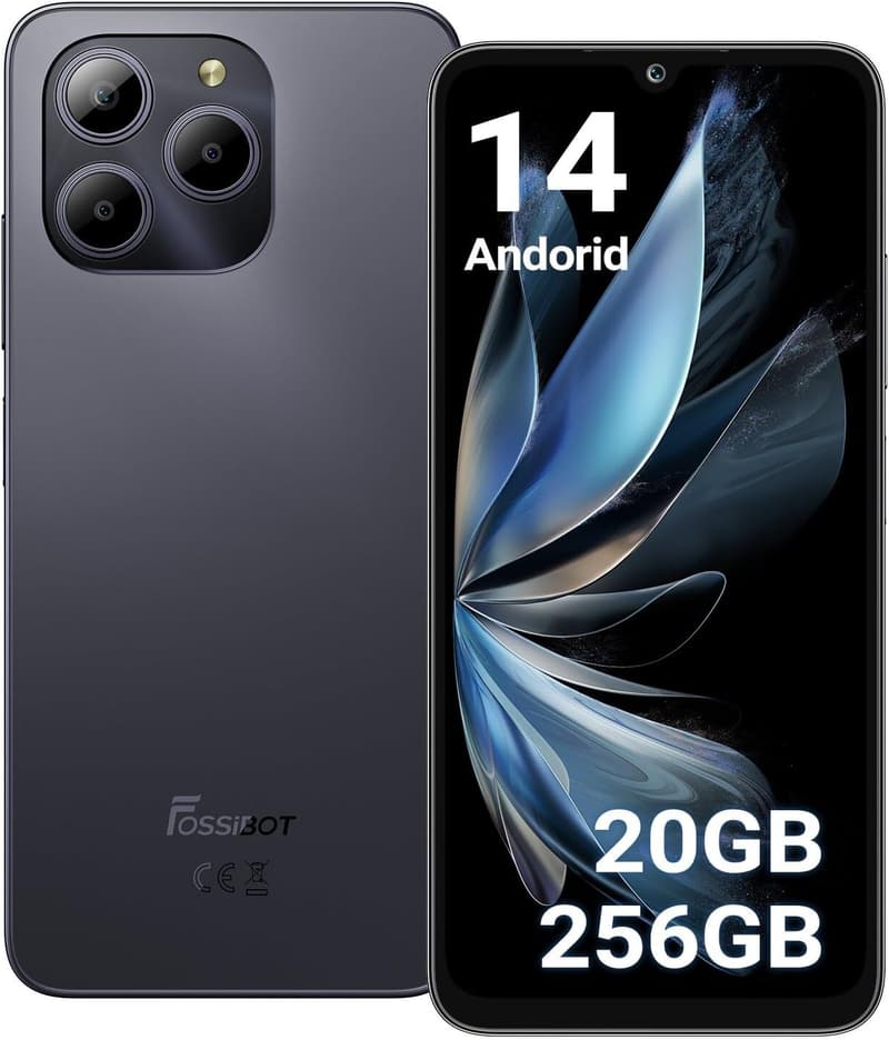 FOSSiBOT S2 SIMフリースマートフォン 20GB+256GB/1TB拡張可能 ブラック Android 14 6.72インチ FHD+ 5000mAhバッテリー 50MP+16MPカメラ デュアルSIM 技適認証済